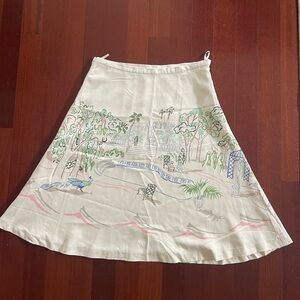Bobby Chan Artistic Cream A-Line silk lined  cotton skirt
